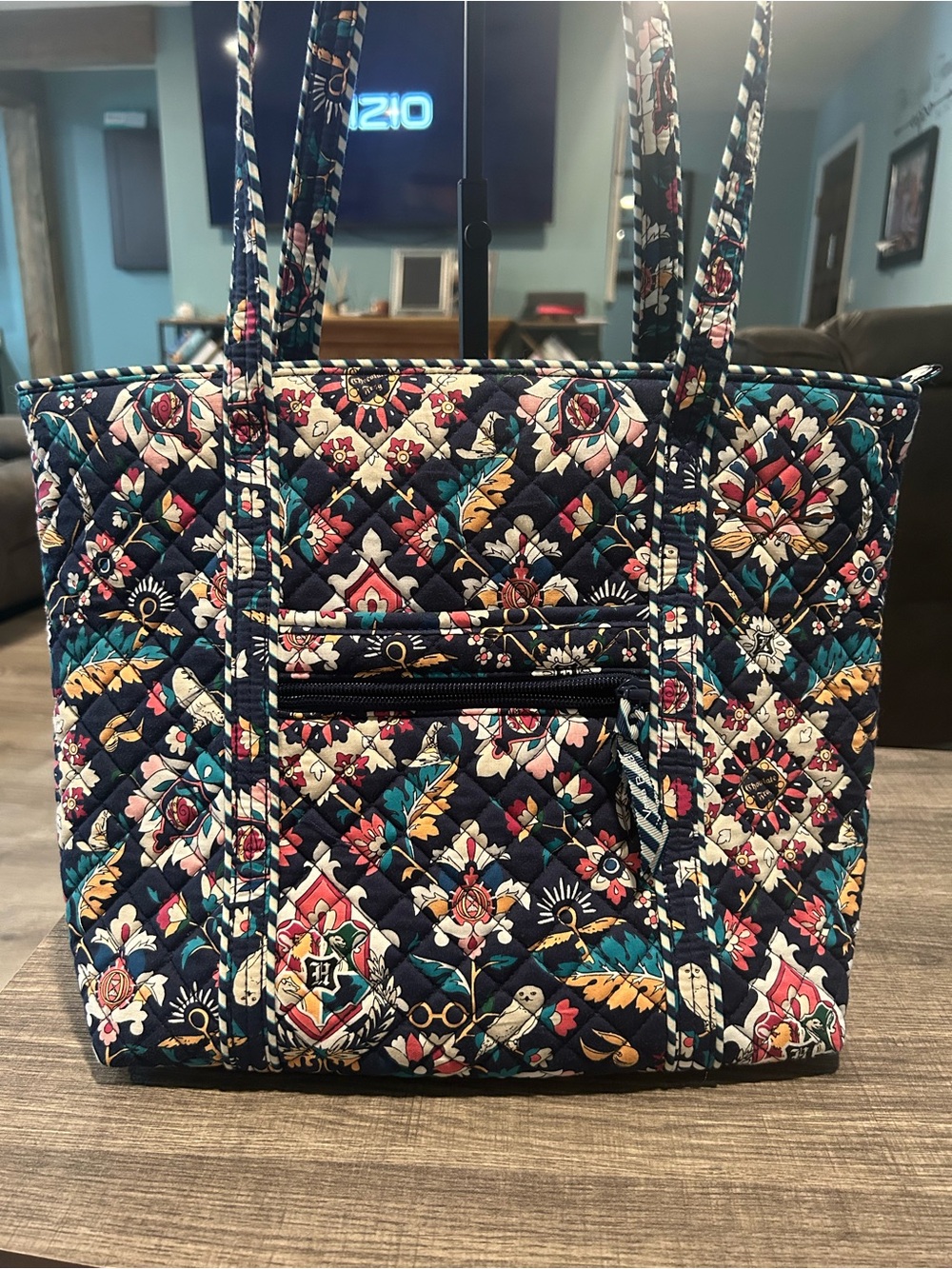Vera Bradley Navy Multicolor Quilted Floral Tote with Harry Potter Design